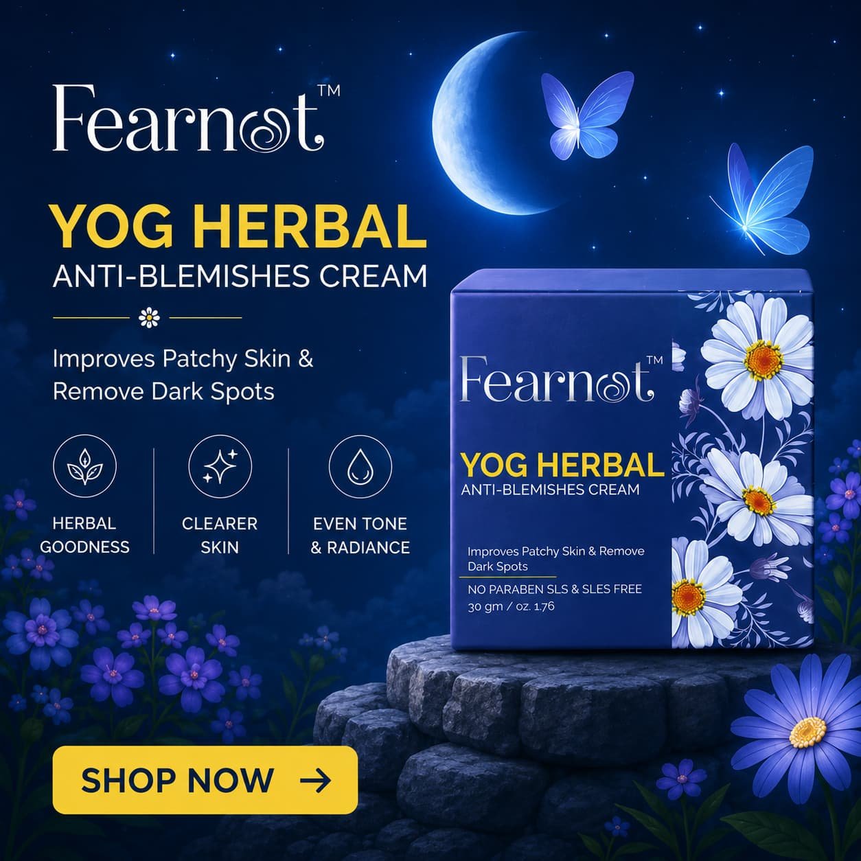 Cosmetic cream ad with moonlit ambiance 1080px