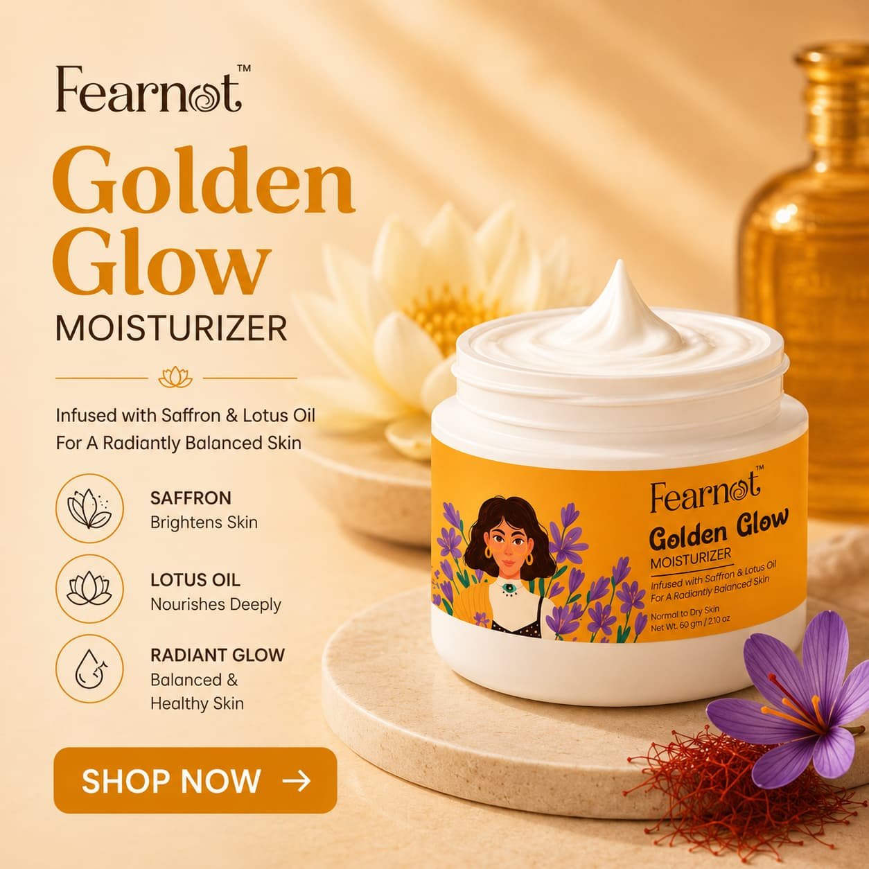 Golden glow skincare promotion 1080px