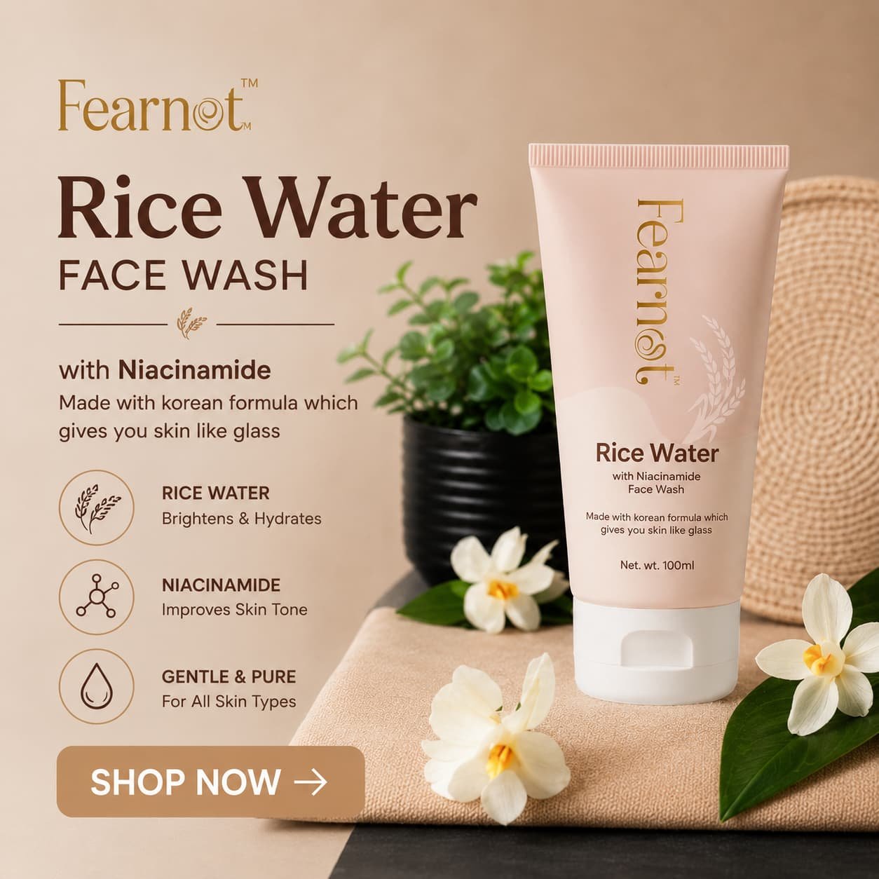 Rice water face wash advertisement 1080px